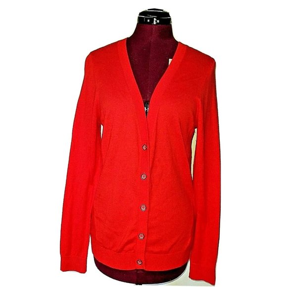 CAbi Womens Cobblestone Cardigan Size Small Red Back Zipper Long Sleeve … - Picture 1 of 7